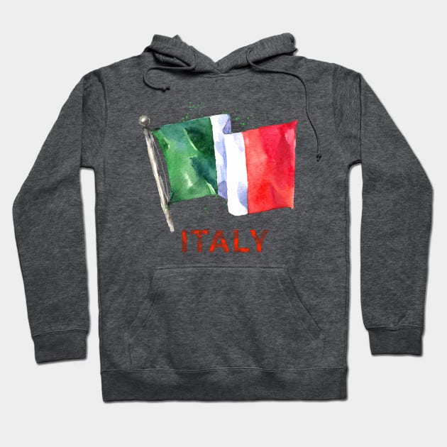 WATERCOLOR FLAG OF ITALY Hoodie by xposedbydesign